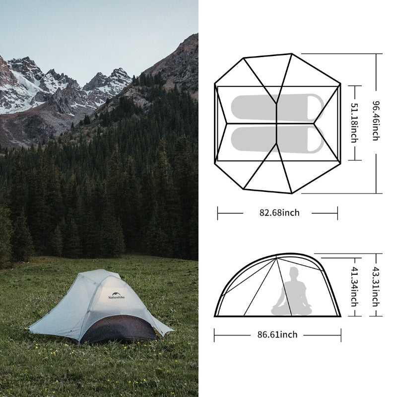 Dimension de la tente 2 places Star-River UL 2 - Koksoak Outdoor co.